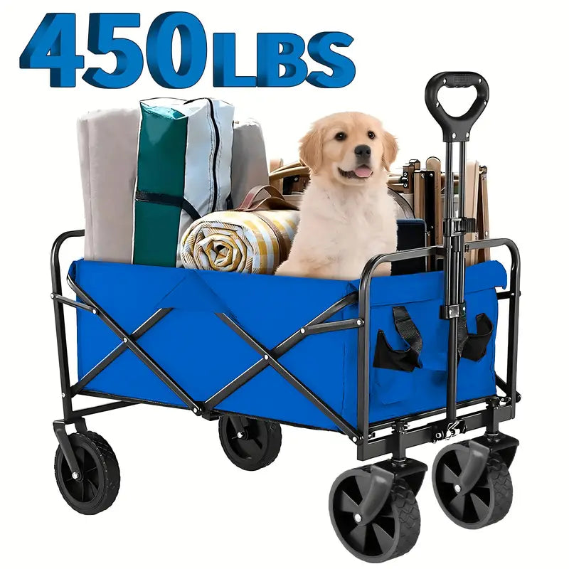 INBRAVE 450/330/220LBS Capacity Heavy-Duty All-Terrain Folding Cart - iron Frame and 800D Oxford Fabric, Foldable Multi-Purpose Wagon for Camping,